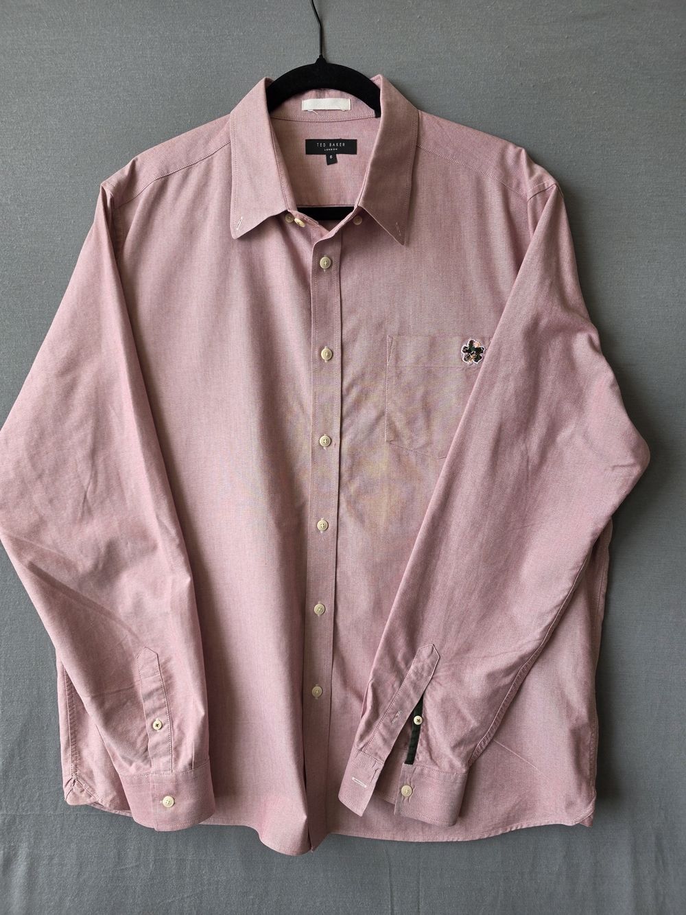 Ted Baker London Men’s Pink Oxford Shirt Size 6 XXL Floral Pocket NWOT